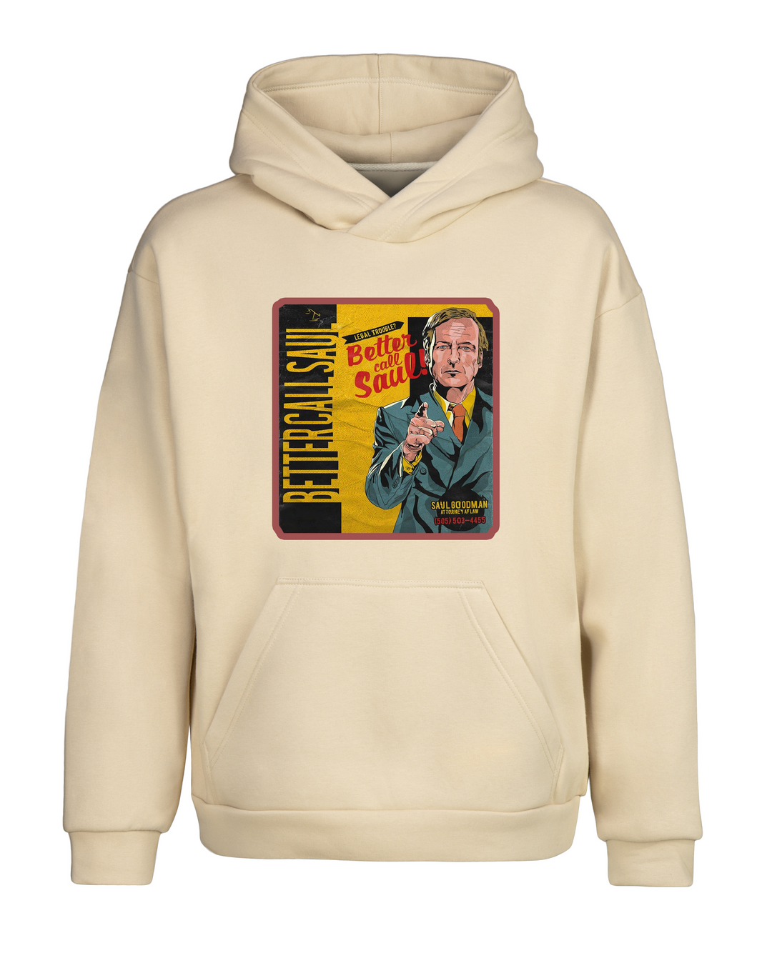 Krem Relax Fit Better Call Saul Kapüşonlu Hoodie Sweatshirt