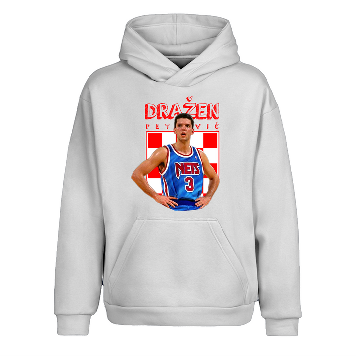 DRAZEN PETROVIC Beyaz Oversize Kapüşonlu Hoodie Sweatshirt
