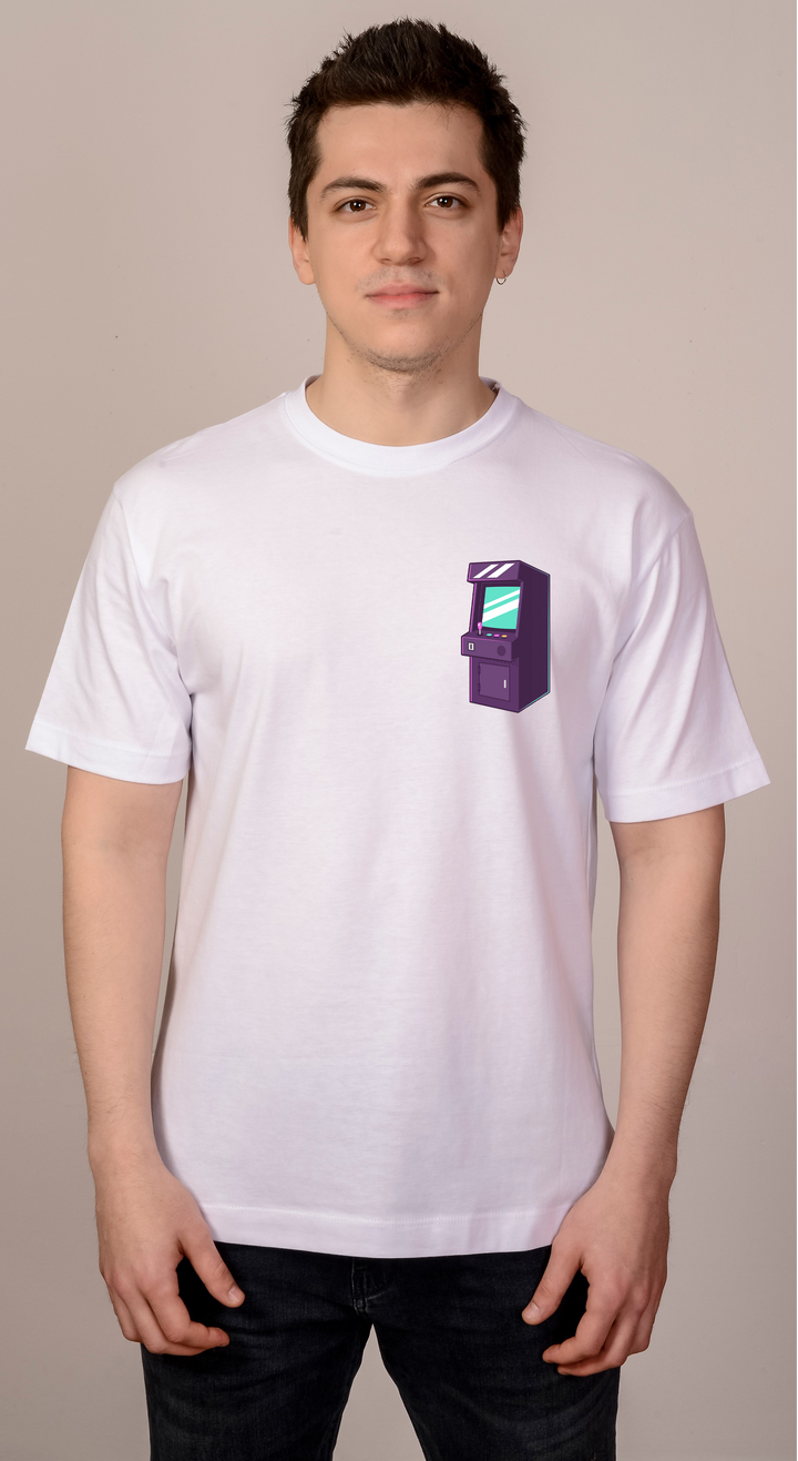 Beyaz Oversize Oyun Makinesi T-Shirt