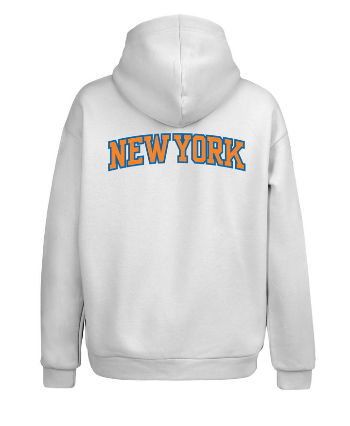 Beyaz Oversize Fit New York Knicks NBA Kapüşonlu Hoodie Sweatshirt