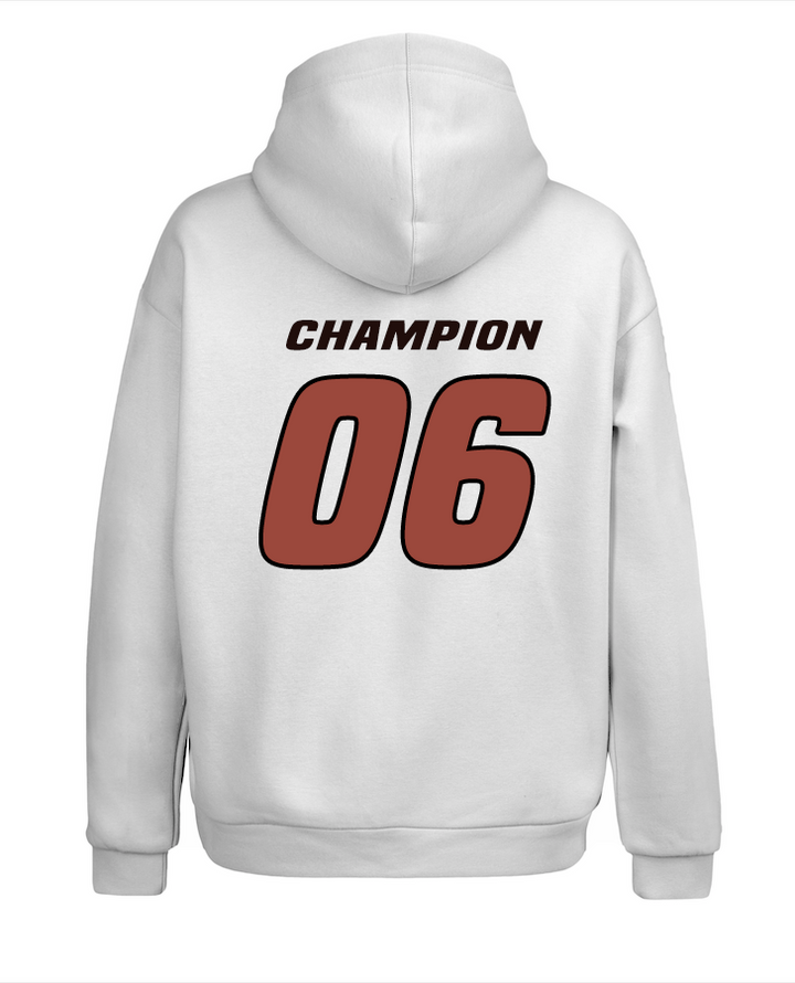 Beyaz Oversize Champ Kapüşonlu Hoodie Sweatshirt