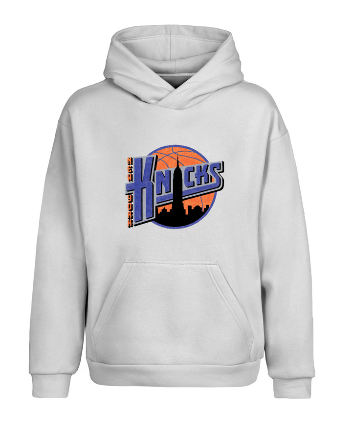 Beyaz Oversize Fit New York Knicks NBA Kapüşonlu Hoodie Sweatshirt