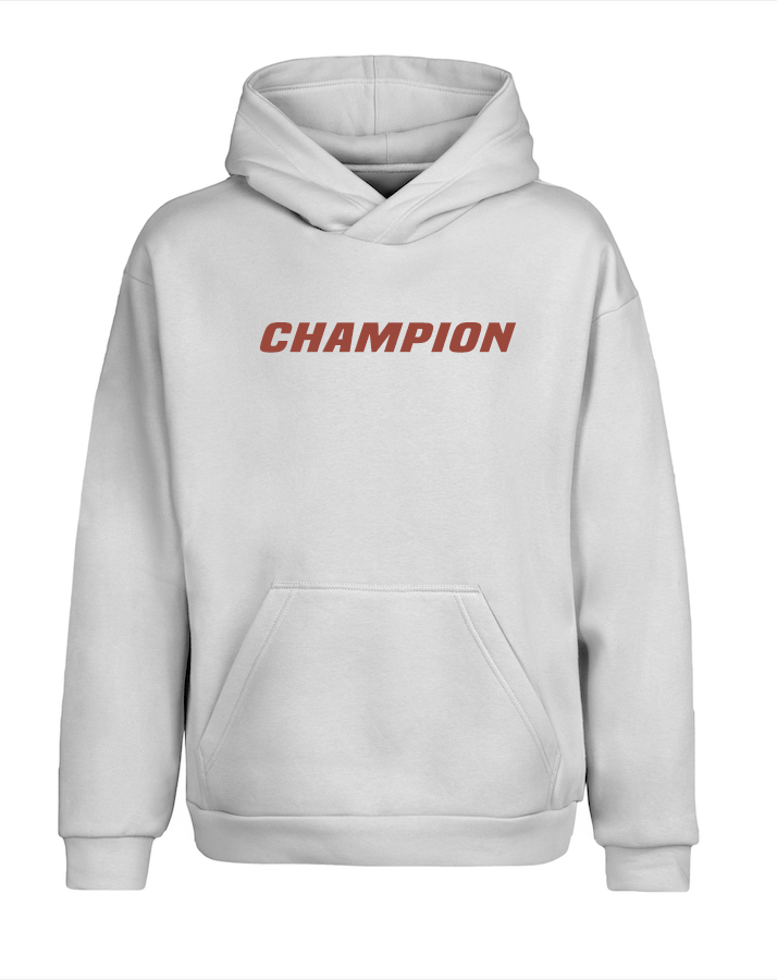 Beyaz Oversize Champ Kapüşonlu Hoodie Sweatshirt