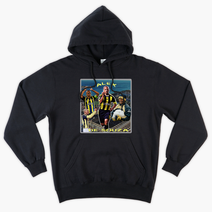 Siyah Oversize Alex De Souza Kapüşonlu Hoodie Sweatshirt
