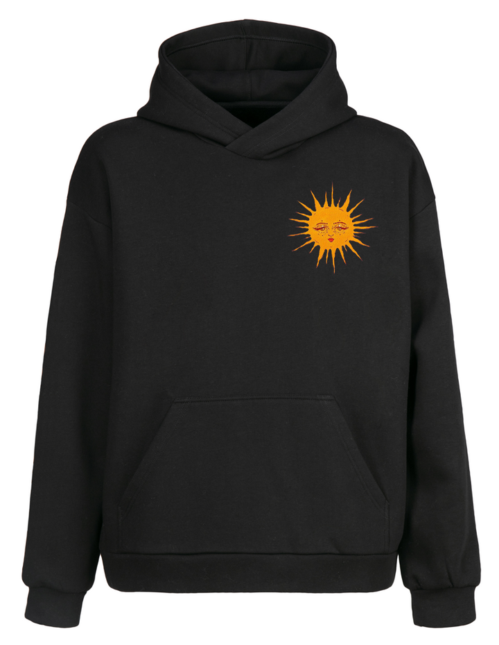 Siyah Oversize The Sun Kapüşonlu Hoodie Sweatshirt
