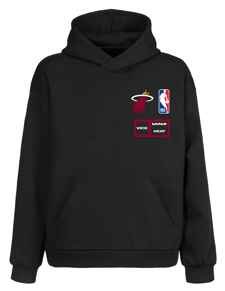 Siyah Relax Fit Miami Heat Vice City Kapüşonlu Hoodie Sweatshirt