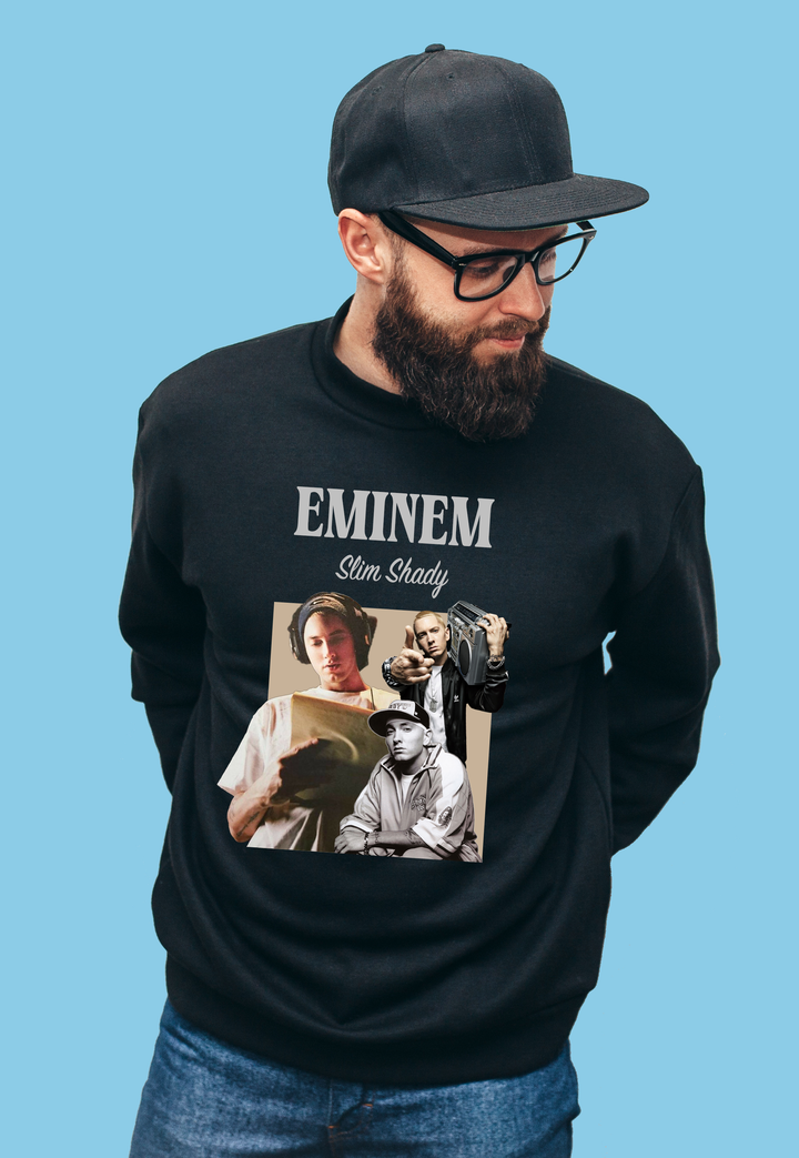 EMINEM Siyah Relax Fit Sweatshirt