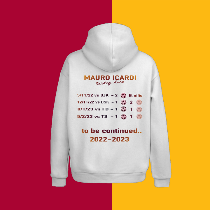MAURO ICARDI Beyaz Oversize Hoodie Kapüşonlu Sweatshirt