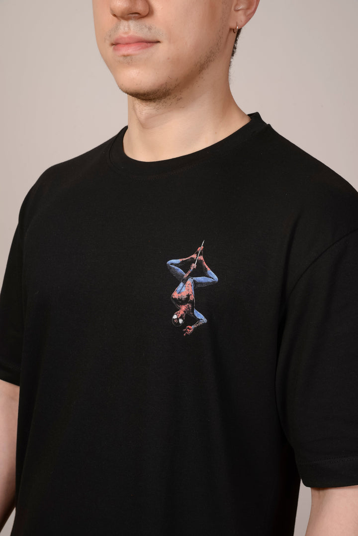 Siyah Oversize Spiderman T-Shirt