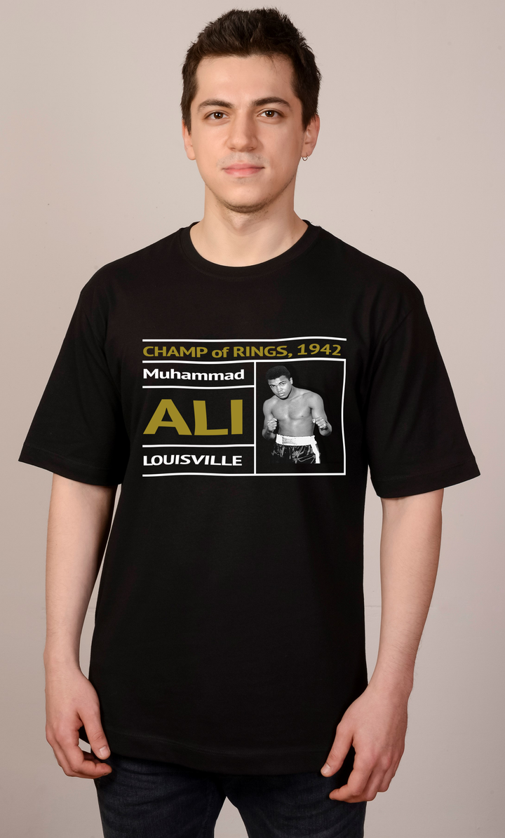 Siyah Oversize Muhammed Ali T-Shirt